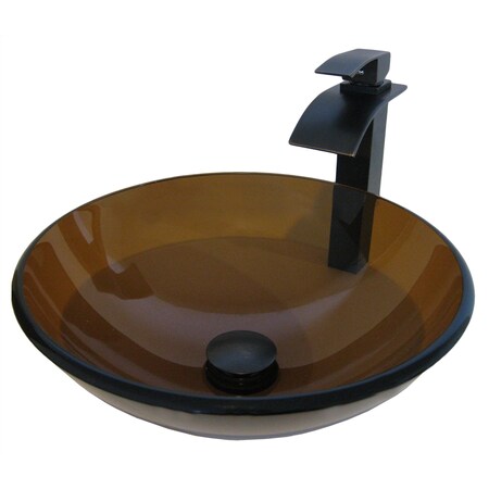 Novatto TY Glass Vessel Bathroom Sink Set, Oil Rubbed Bronze NSFC-168T136ORB
